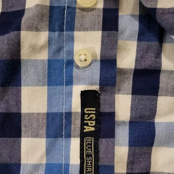 U.S. POLO Assn Blue Plaid Button-Down Shirt Mens Size Large Long Sleeve Polo - Picture 3 of 6